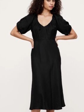 Banana Republic Viscose-Linen Ruched Midi Dress 14